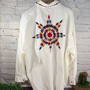 Venezia White Shirt with Multicolor Star Design